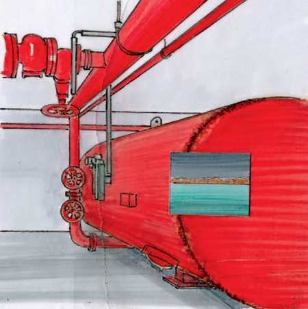 Deficient coating as a problem in the sprinkler pipe network
